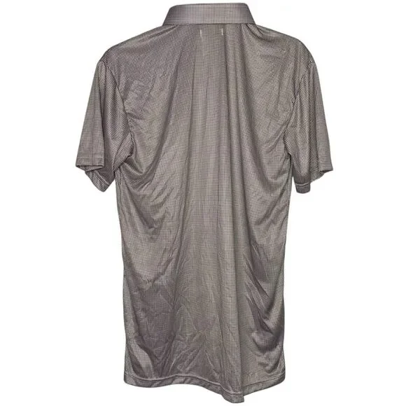 Collars & Co Polo Shirt Mens L Brown Houndstooth Dress Collar Preppy Stretch NWT - Picture 4 of 10